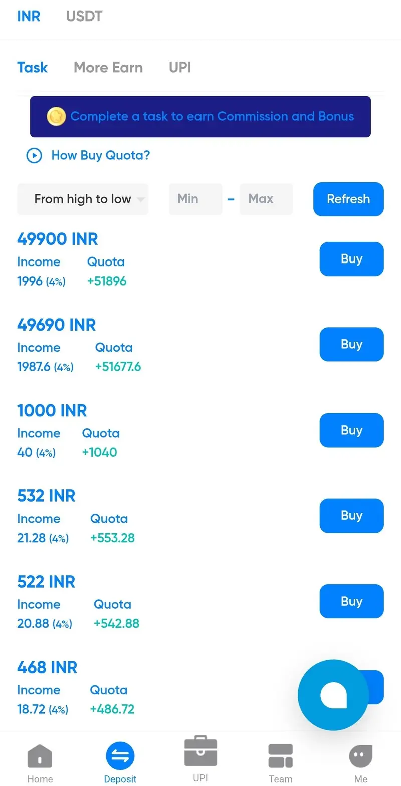INR Deposit on Show Pay