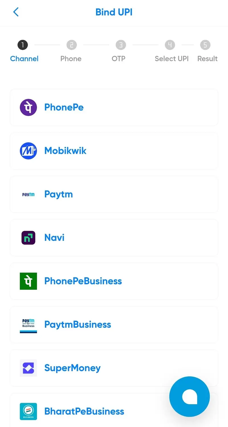 Bind UPI and Add Account