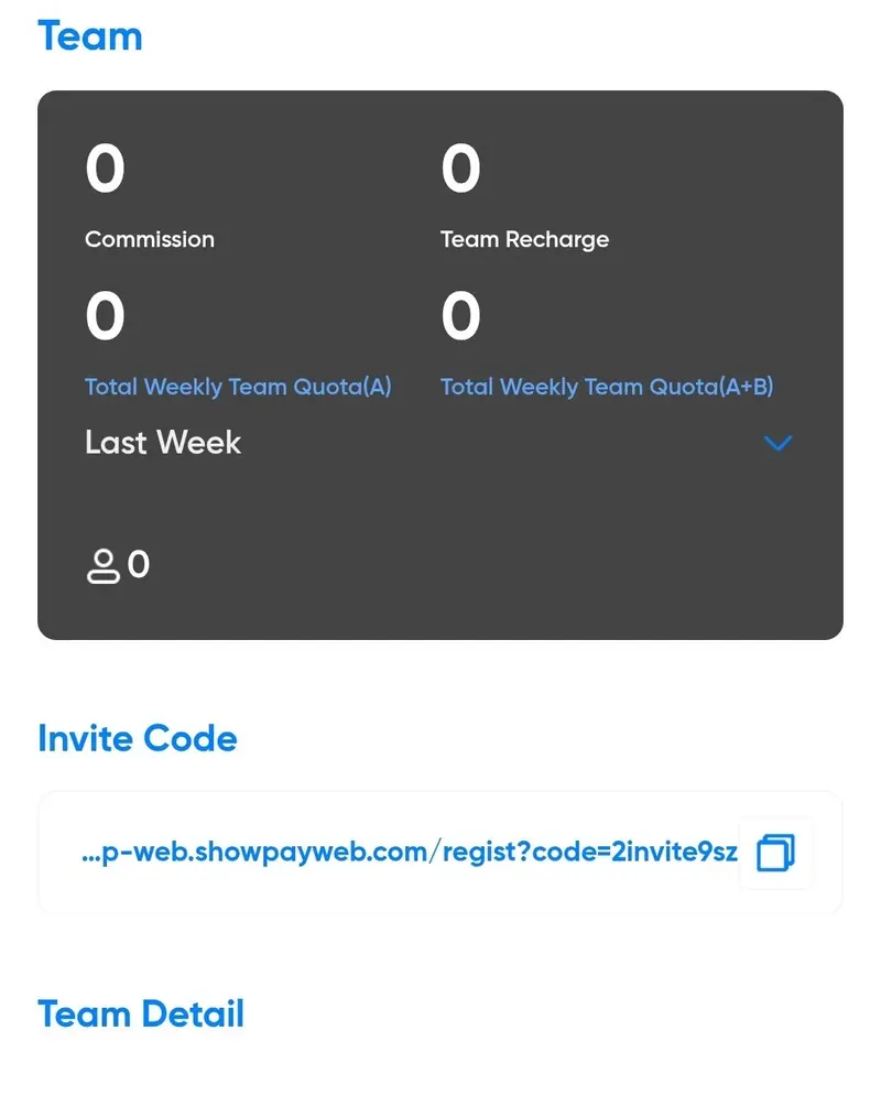 Show Pay Team Quota, Recharge, and Commission Dashboard