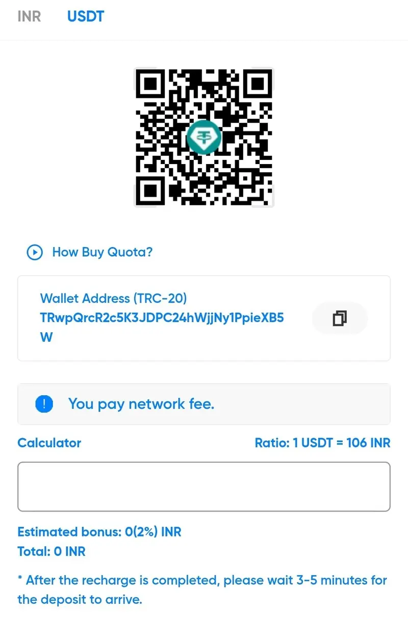 Show Pay USDT Deposit